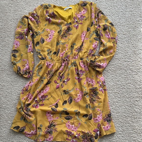 Staccato Dresses & Skirts - Staccato Mustard Yellow and Pink Floral Dress